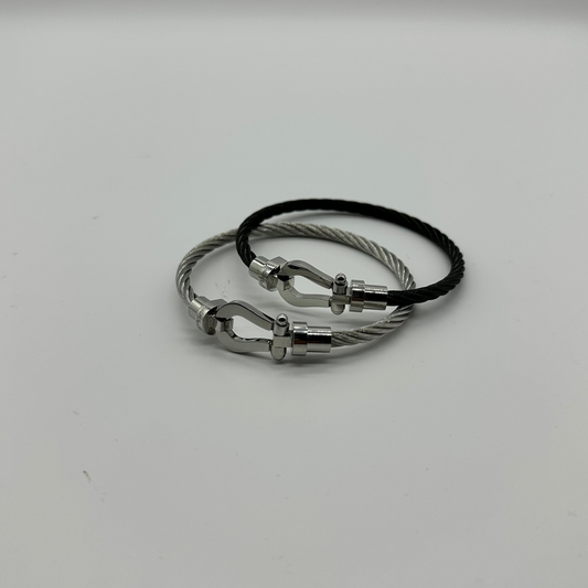 Silver- and black-toned metal bracelet