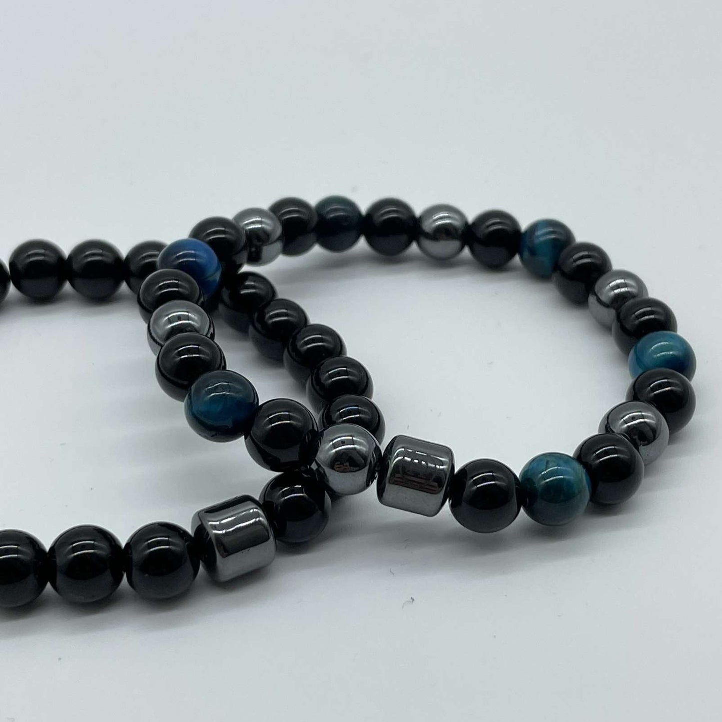 The "black and light blue metal"