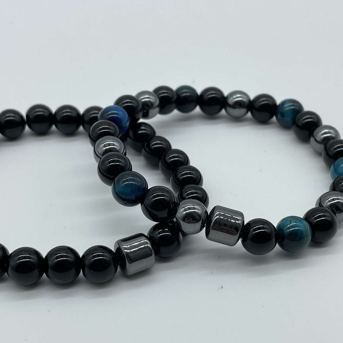 The "black and light blue metal"